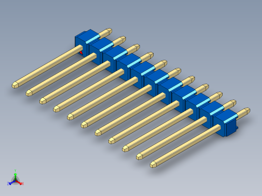 彩色公头100mil（2.54mm）系列-DS1021_blue_1x11p_100mil_Type5_rev1.0