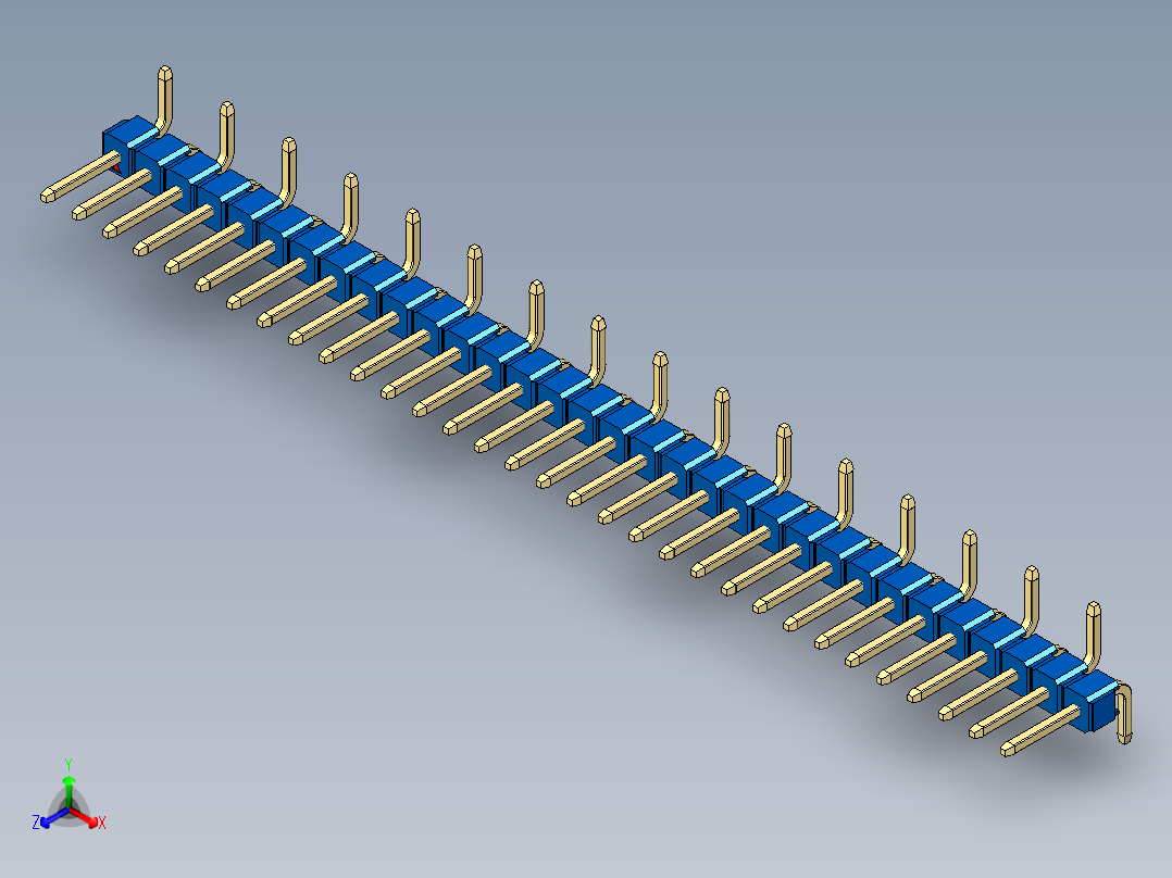 彩色公排针 100mil 2.54mm 系列-DS1022_blue_32p_100mil_Type_SMT_R1_rev1.0正等轴测图