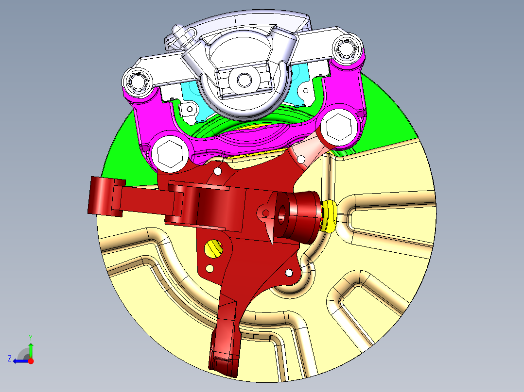 微信汽车盘式制动器设计【含三维catia+CAD图+文档】右视图