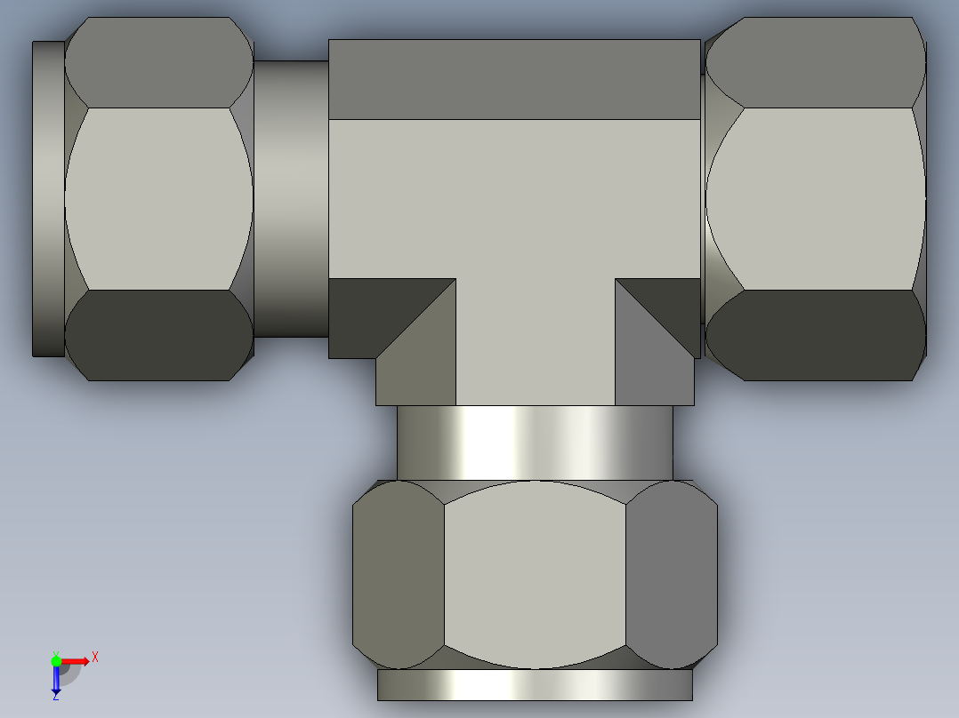 卡套式工业通用硬管接头16_r6bu-s俯视图