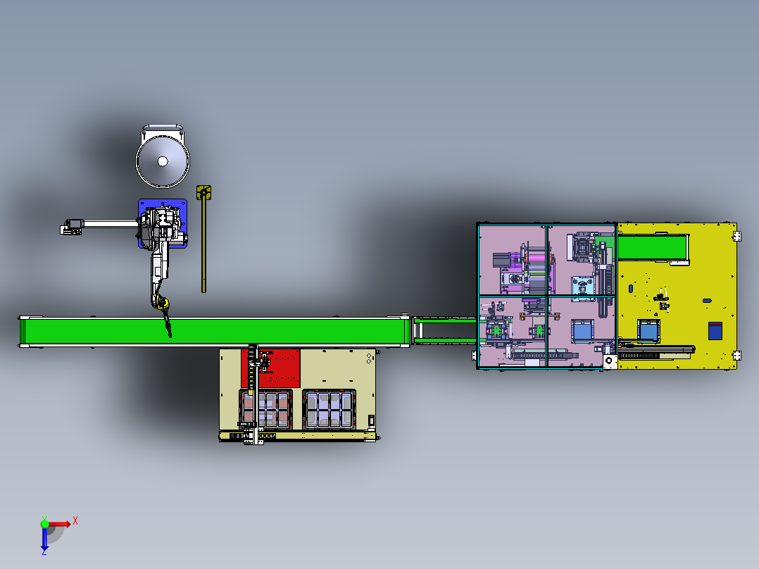 数码电子自动组装生产线sw17可编辑俯视图