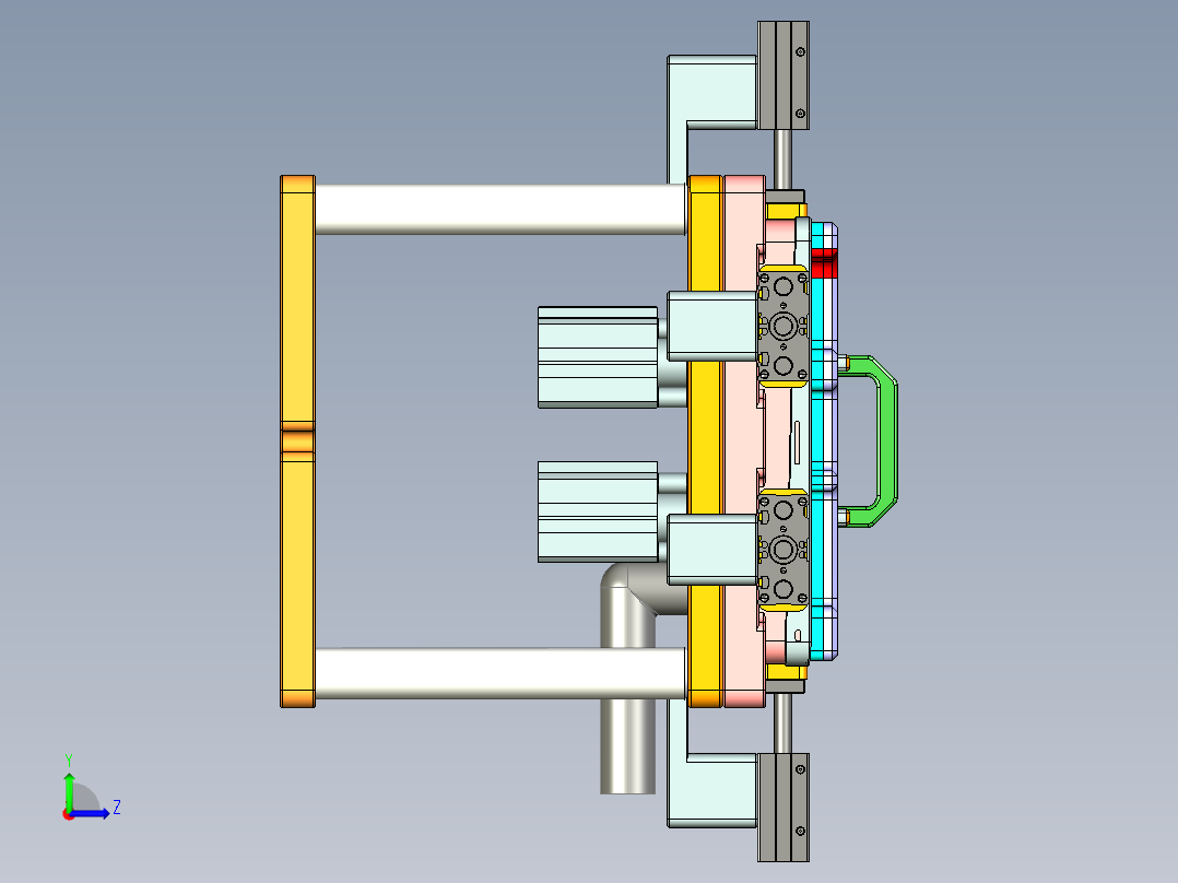 中空边框铣四周避位CNC治具模型左视图