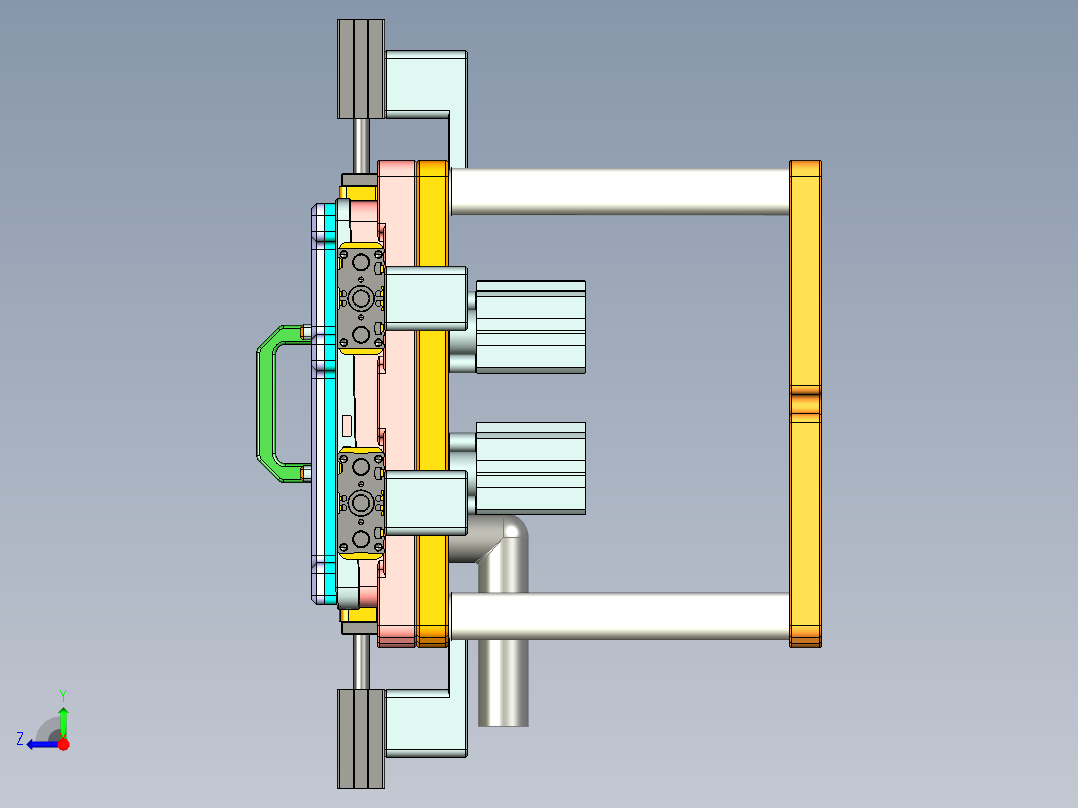中空边框铣四周避位CNC治具模型右视图