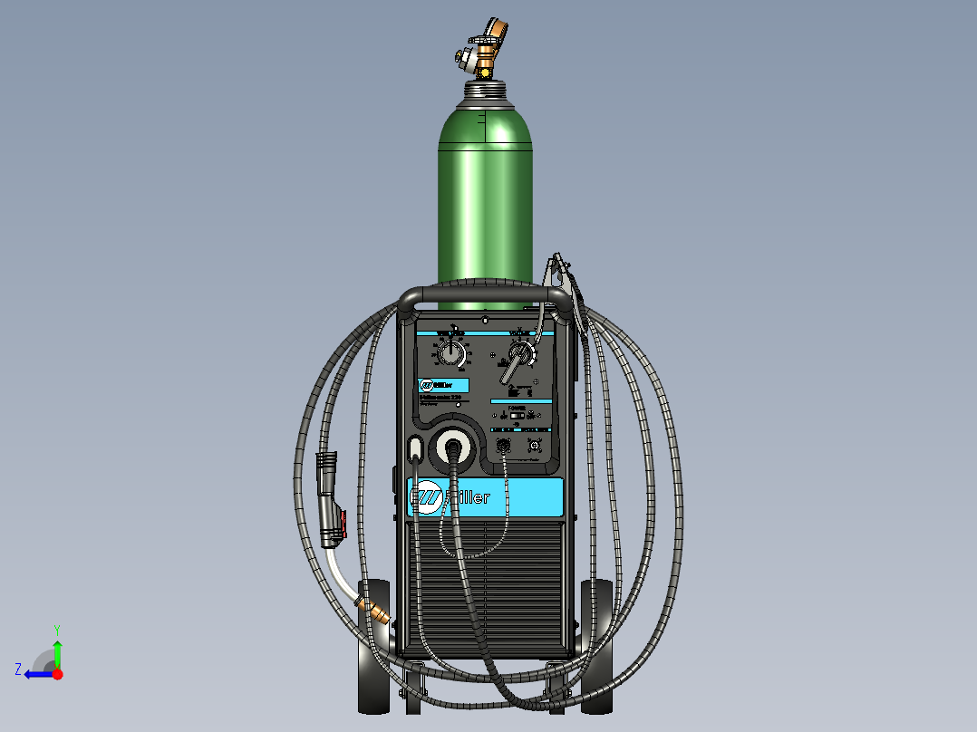 米勒电焊机三维设计右视图