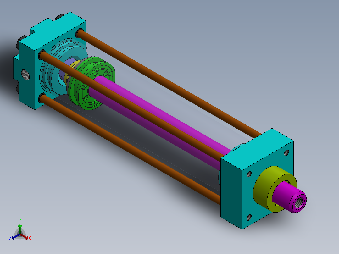 气缸（带迷你阻尼40x18x150-mm-1.snapshot.1正等轴测图