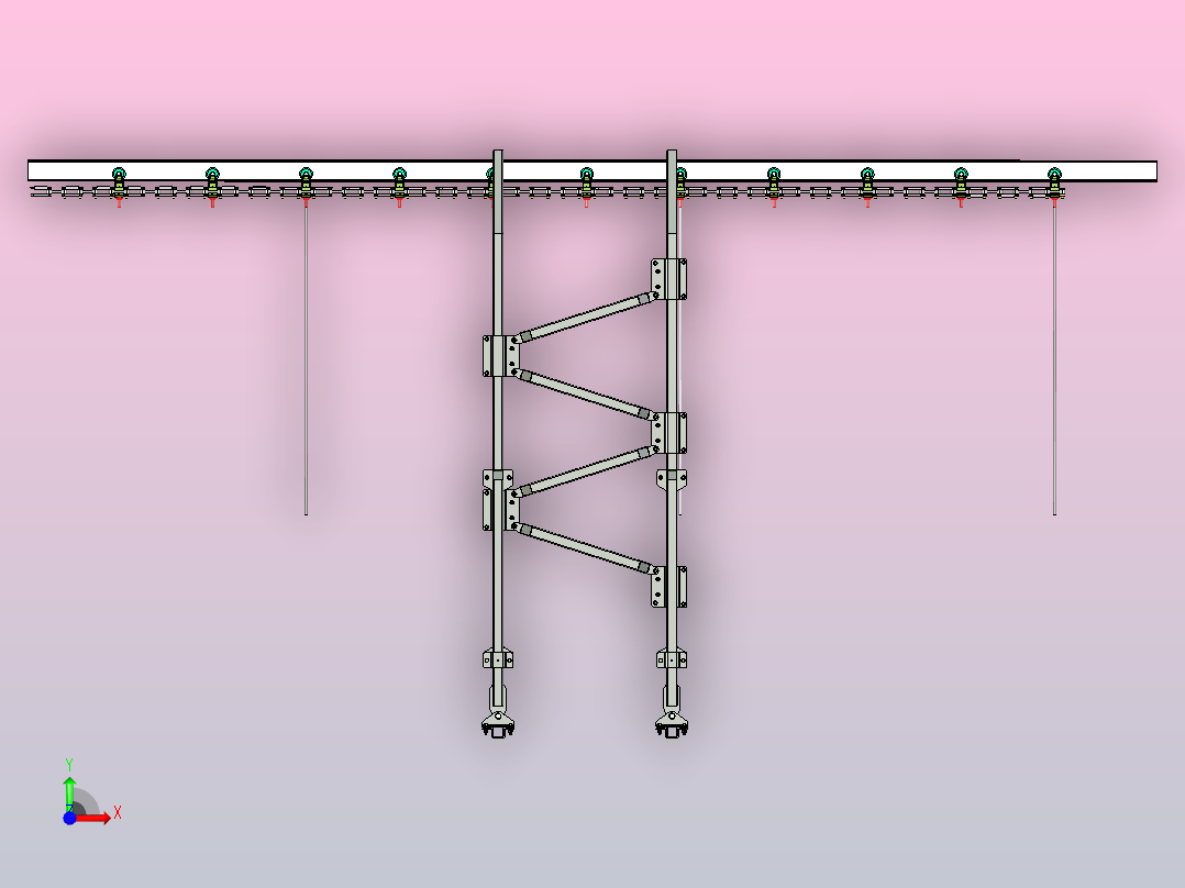 悬挂式输送机支撑结构前视图