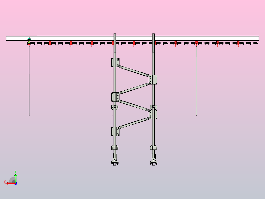 悬挂式输送机支撑结构后视图