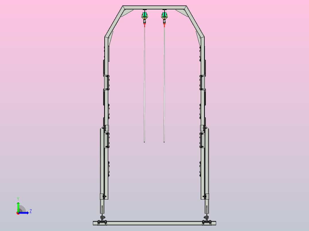悬挂式输送机支撑结构左视图