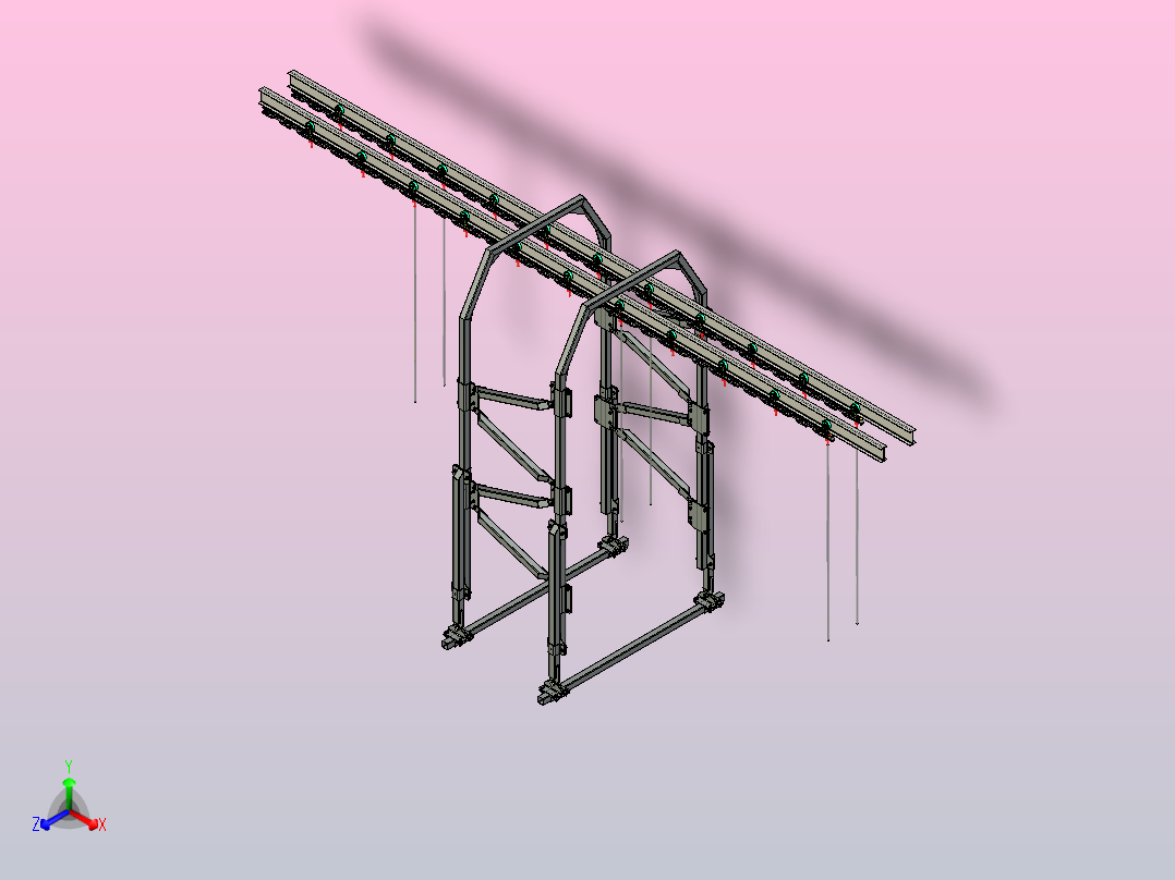 悬挂式输送机支撑结构正等轴测图