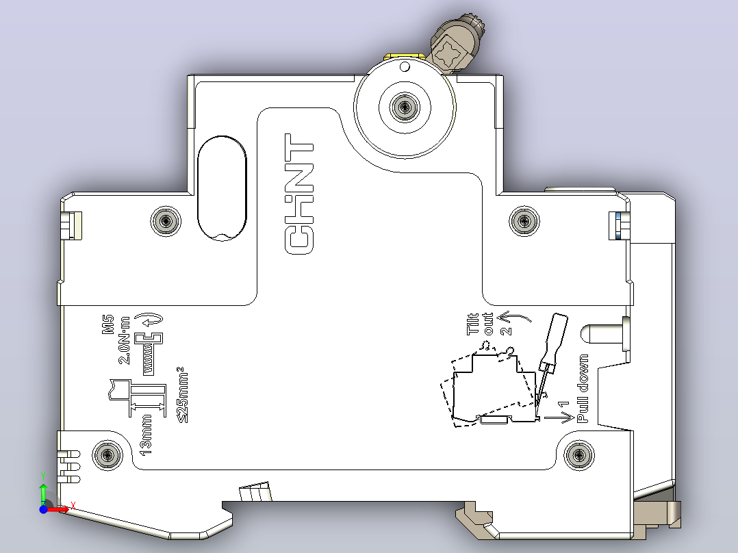 NB5LE-63_B 3P&amp;N剩余电流动作断路器三维模型202208前视图