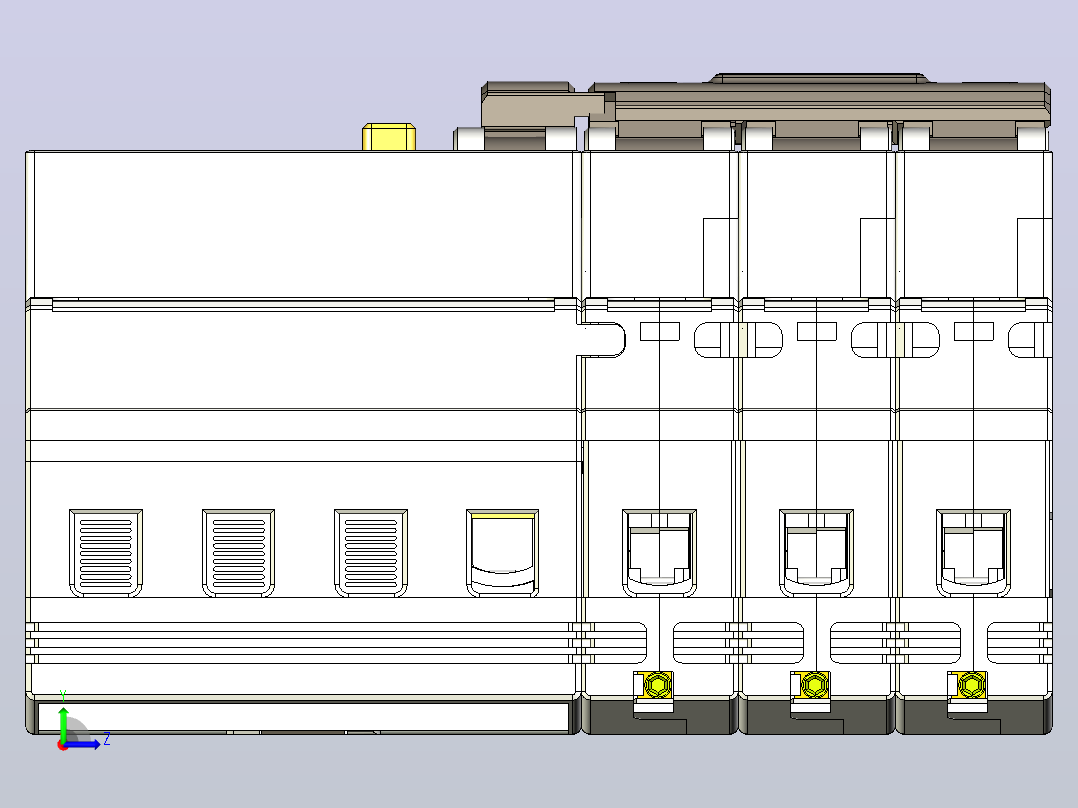 NB5LE-63_B 3P&amp;N剩余电流动作断路器三维模型202208左视图