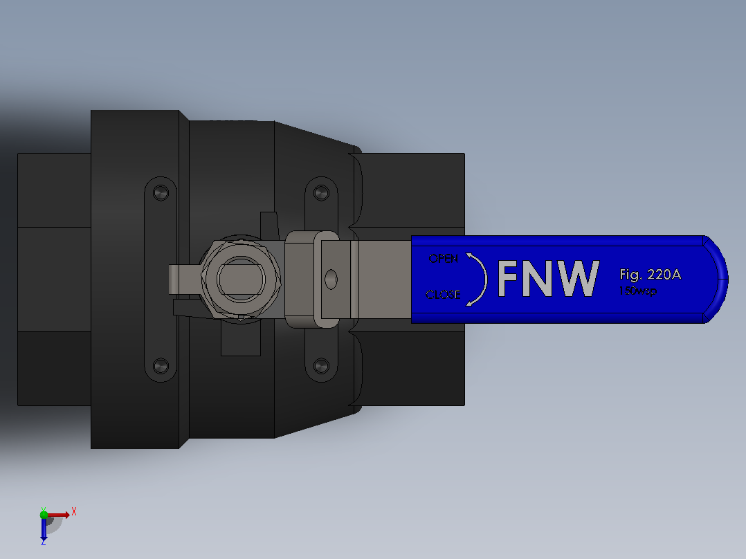 FNW-FNW221AM二片式内螺纹球阀俯视图