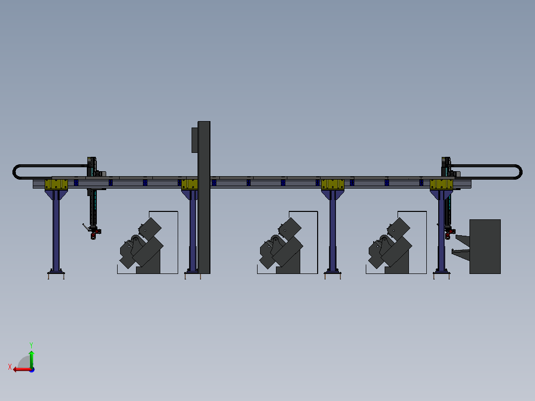 ZDH-JIXS-019 桁架自动化棒料加工设备布局流水线 3D模型后视图