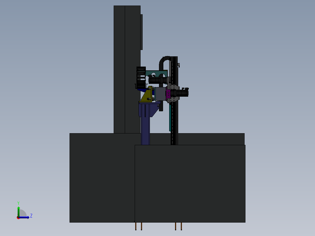 ZDH-JIXS-019 桁架自动化棒料加工设备布局流水线 3D模型左视图
