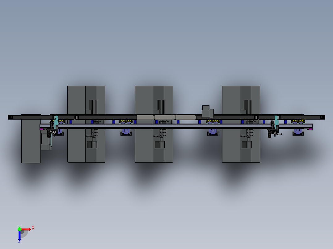 ZDH-JIXS-019 桁架自动化棒料加工设备布局流水线 3D模型俯视图