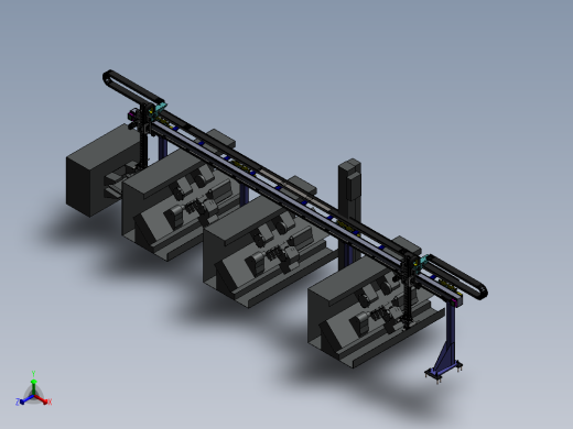 ZDH-JIXS-019 桁架自动化棒料加工设备布局流水线 3D模型正等轴测缩略图