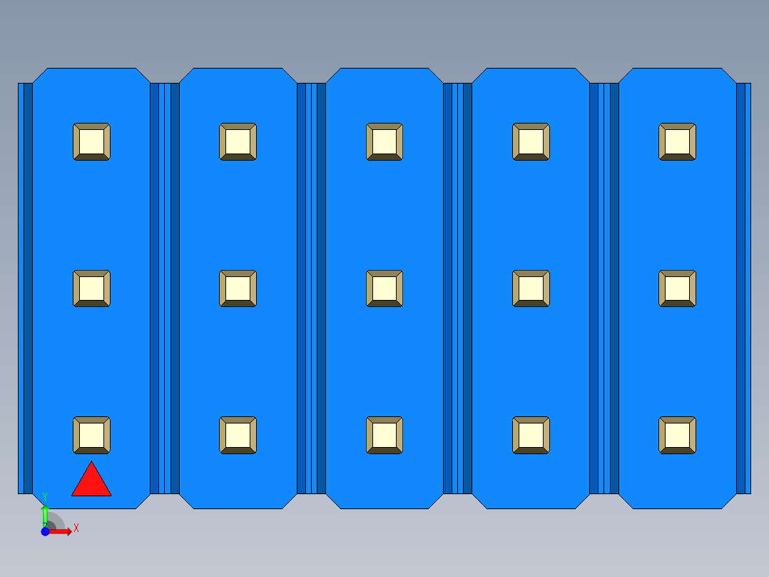 彩色公头100mil（2.54mm）系列-DS1021_blue_3x05p_100mil_Type1_rev1.0前视图