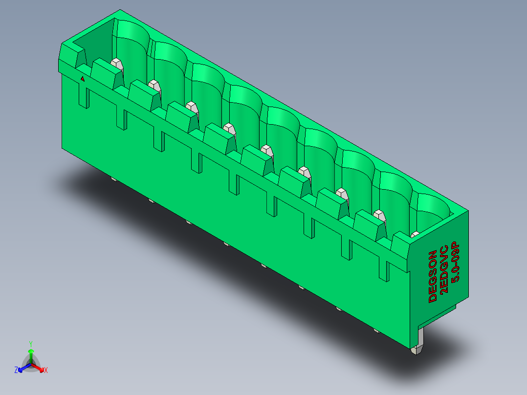 DEGSON 2EDG 系列 5.0mm 可插拔接线端子组-2EDGVC-5.0-09P-14-00AH主视图