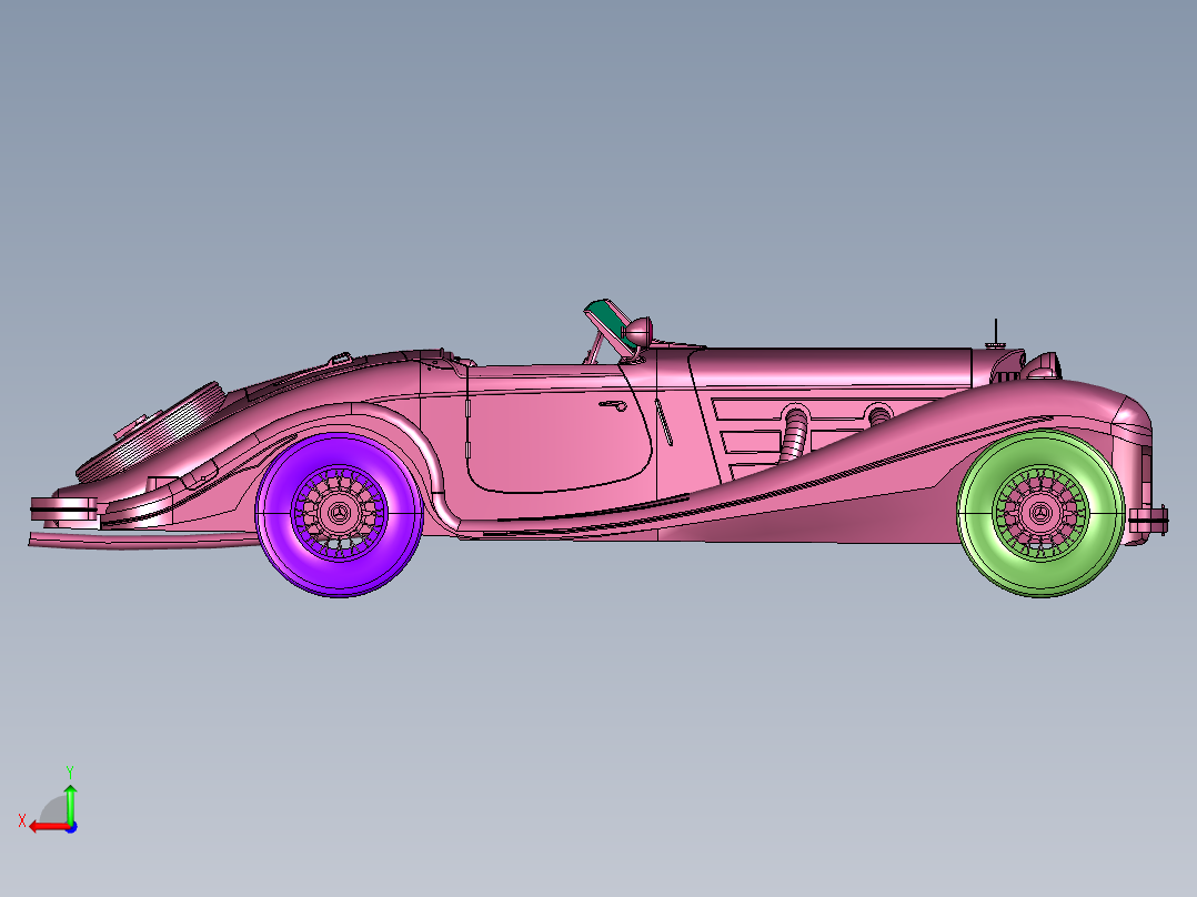 经典梅赛德斯奔驰500K后视图