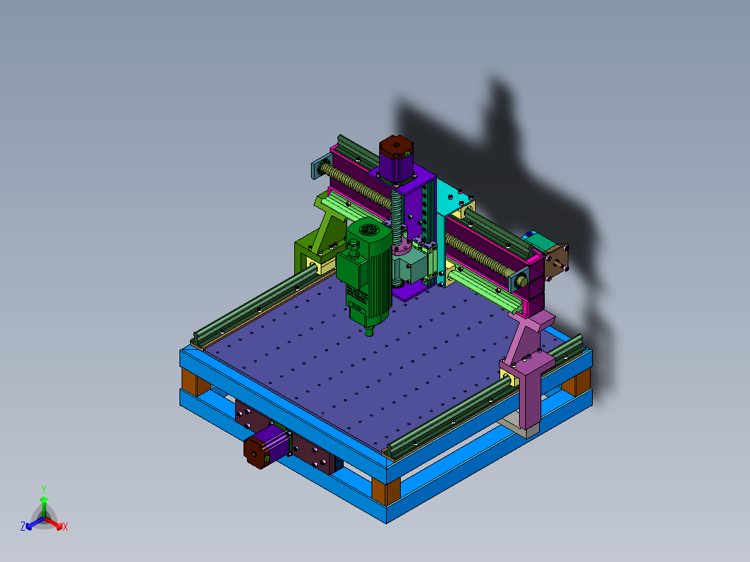 PCB铜铝桌面全自动铣床正等轴测图