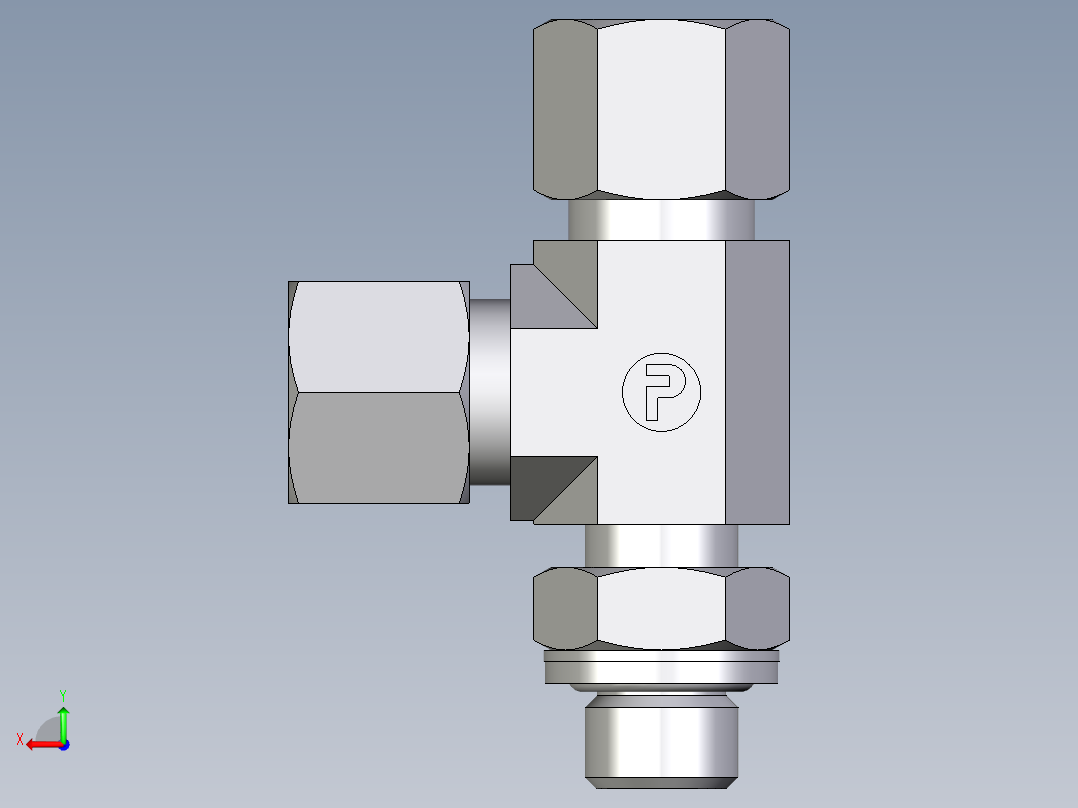 卡套式工业通用硬管接头EO_Adjustable_locknut_run_tee_LEE10LRCF后视图