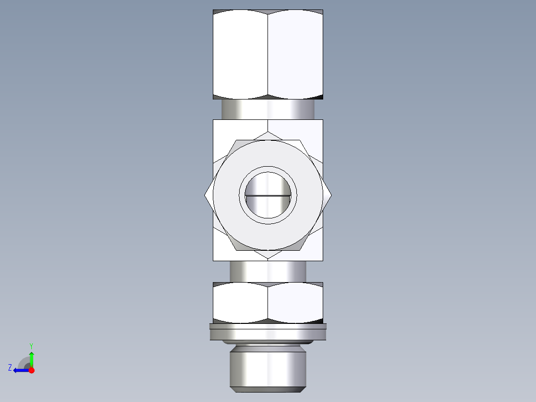 卡套式工业通用硬管接头EO_Adjustable_locknut_run_tee_LEE10LRCF右视图