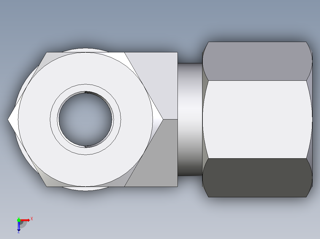 卡套式工业通用硬管接头EO_Adjustable_locknut_run_tee_LEE10LRCF俯视图
