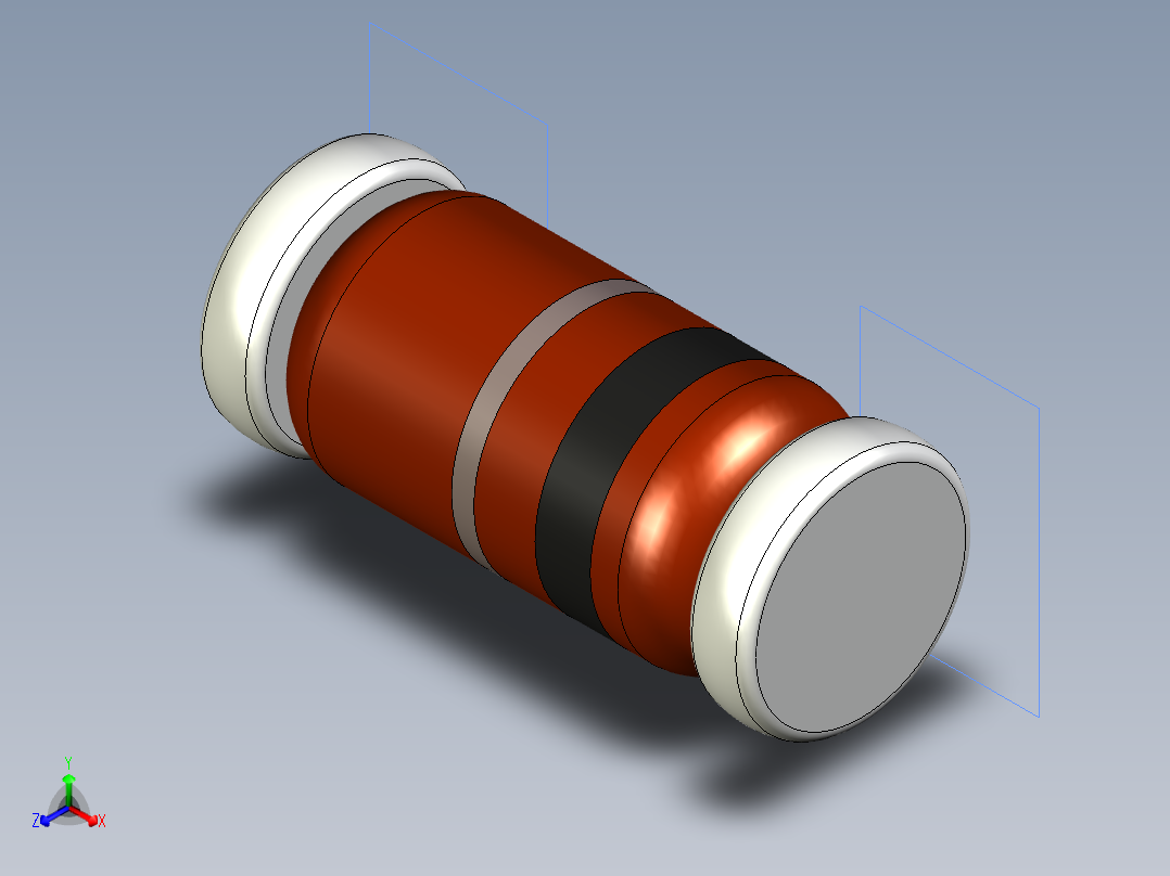 分立半导体元件封装-DO-213AA-RED正等轴测图