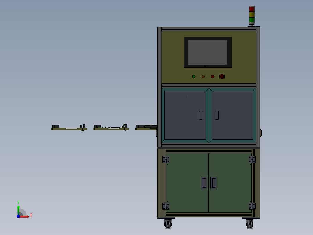 在线产品外观检测机3D模型 非标自动化设备3D图纸3D模型前视图