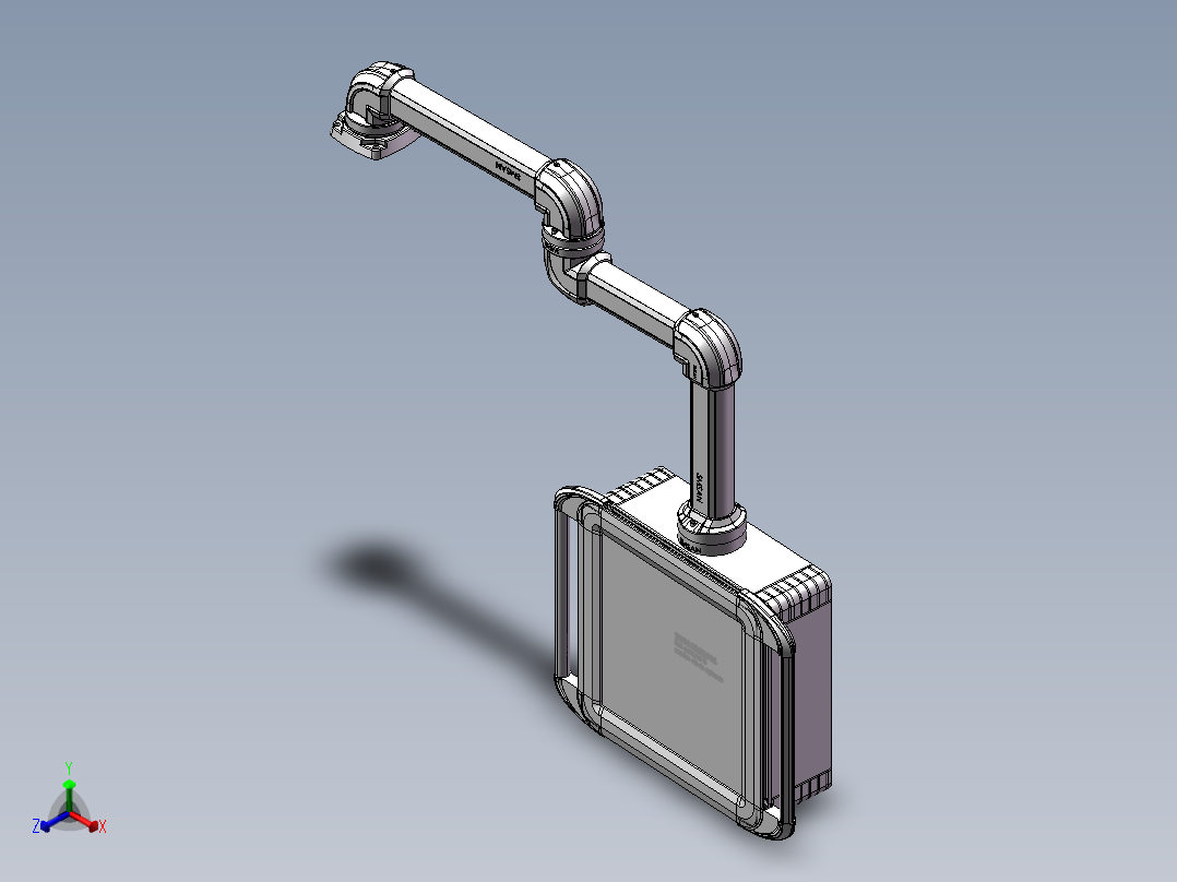 向下顶座+中间连接器+转角+箱体连接器+控制箱正等轴测图