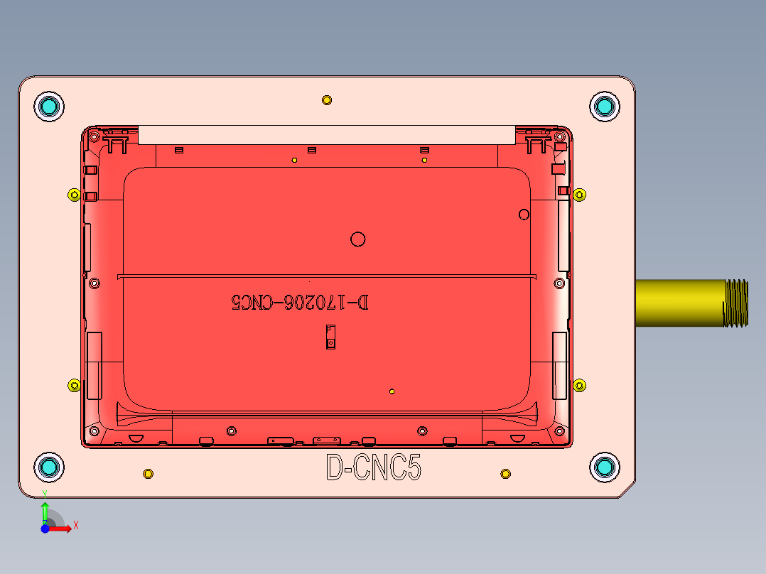 一款电脑D壳精铣内腔工装治具模型前视图