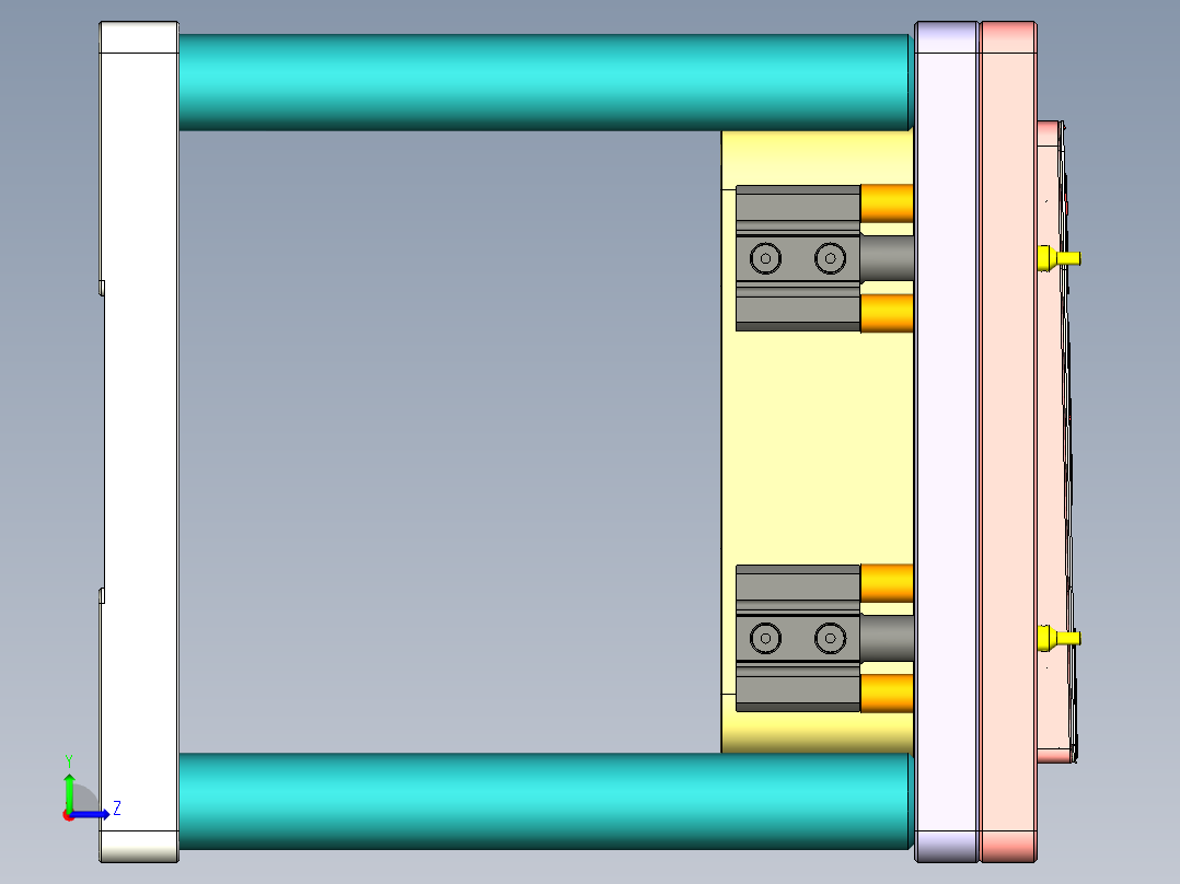 一款电脑D壳精铣内腔工装治具模型左视图