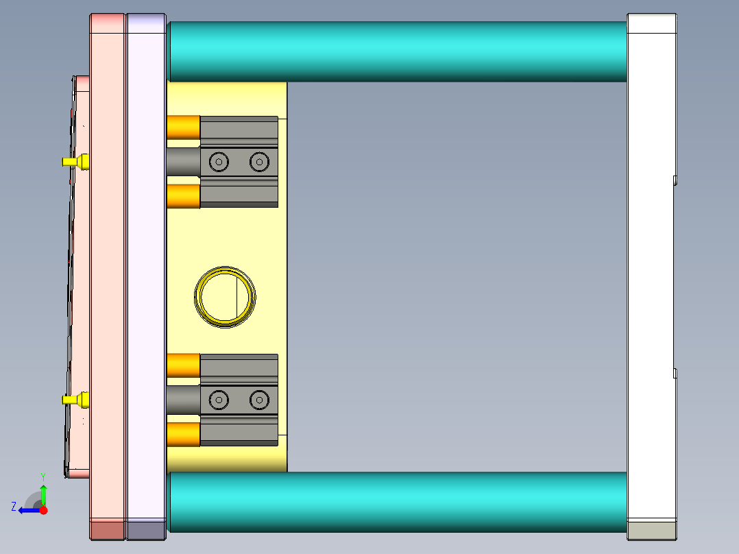 一款电脑D壳精铣内腔工装治具模型右视图