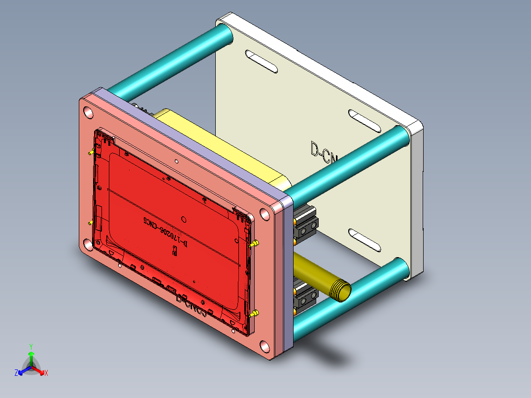 一款电脑D壳精铣内腔工装治具模型正等轴测图