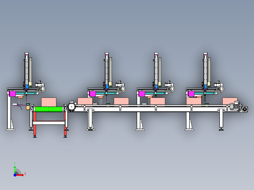 纸箱隔离层组装生产线前视图