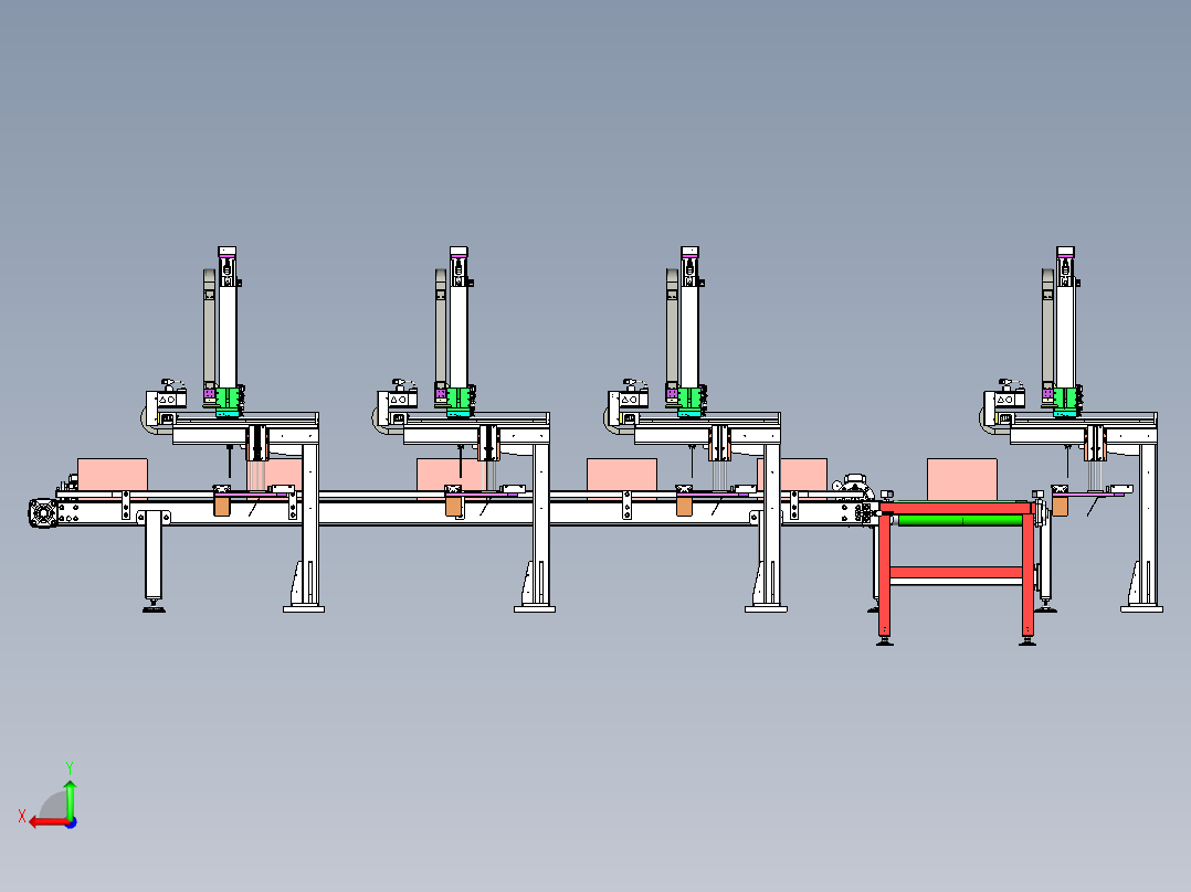 纸箱隔离层组装生产线后视图
