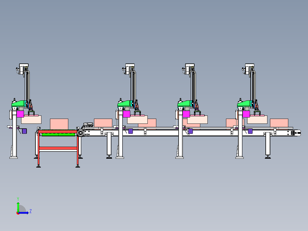 纸箱隔离层组装生产线左视图