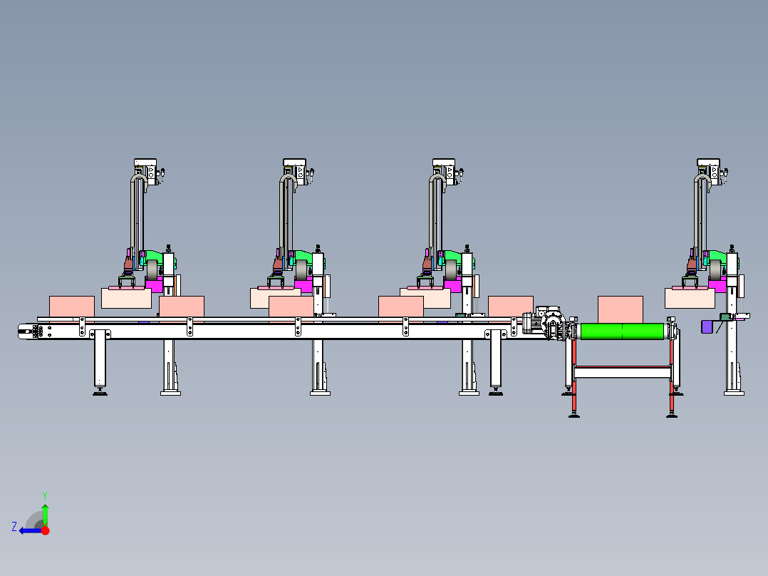 纸箱隔离层组装生产线右视图