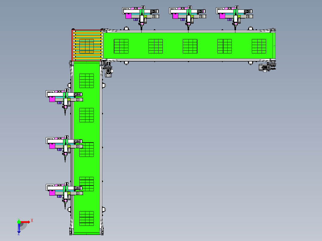 纸箱隔离层组装生产线俯视图