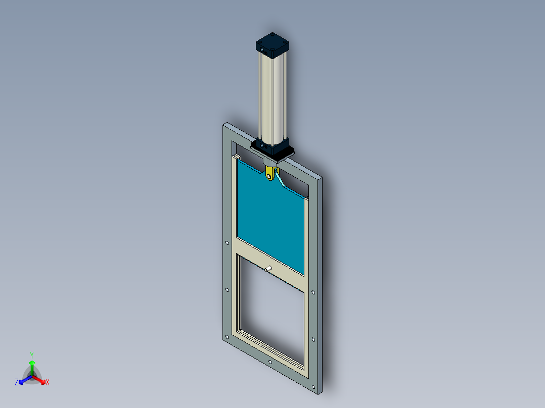 超薄型单气缸插板阀正等轴测图