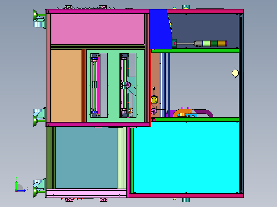 立体电路点胶贴片焊接三合一设备左视图