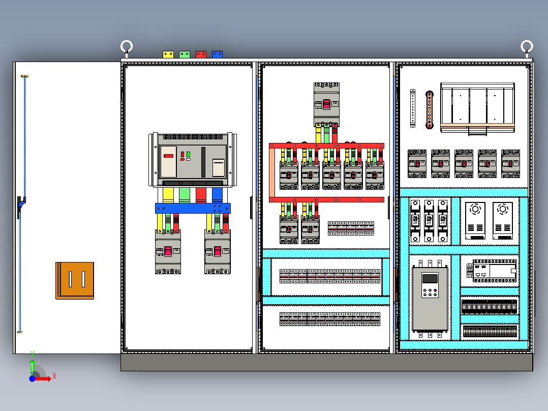 三柜组装万能断路器630A刀开关plc控制柜 55351前视图