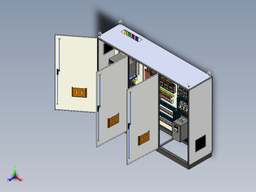 三柜组装万能断路器630A刀开关plc控制柜 55351正等轴测缩略图