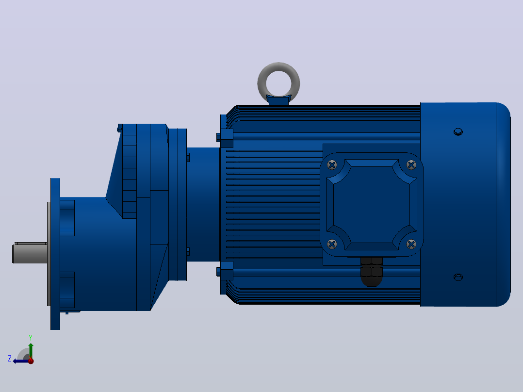 RXF57法兰轴伸式安装斜齿轮减速机RX57-Y3-4P-100-M1-0°-Φ140右视图