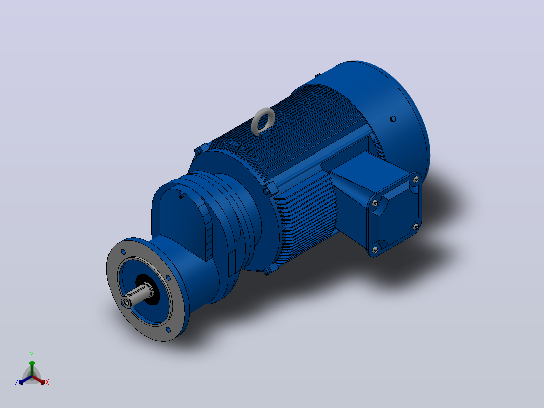 RXF57法兰轴伸式安装斜齿轮减速机RX57-Y3-4P-100-M1-0°-Φ140正等轴测图