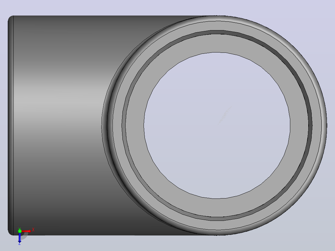 UPVC 三通数码模型(50mm)俯视图