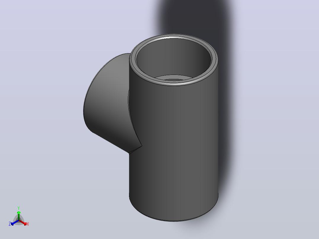 UPVC 三通数码模型(50mm)正等轴测图