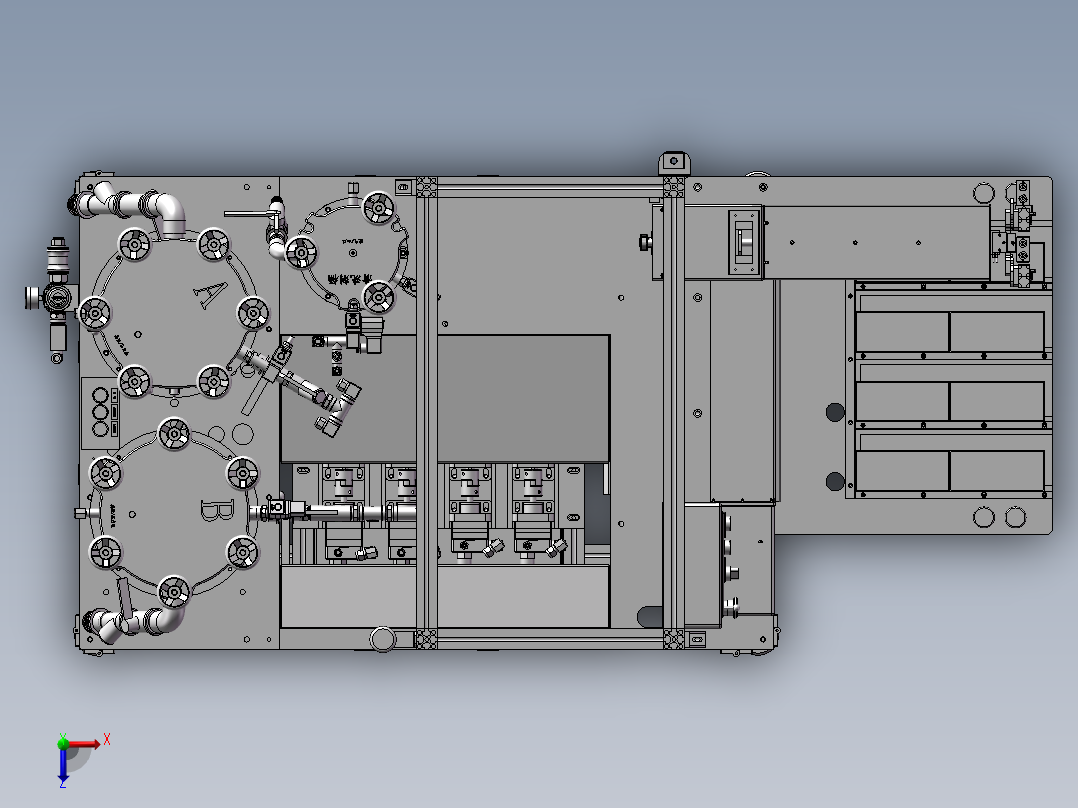 蓄电池封盖点胶机3D图纸 H188 非标自动化设备3D图纸3D模型俯视图