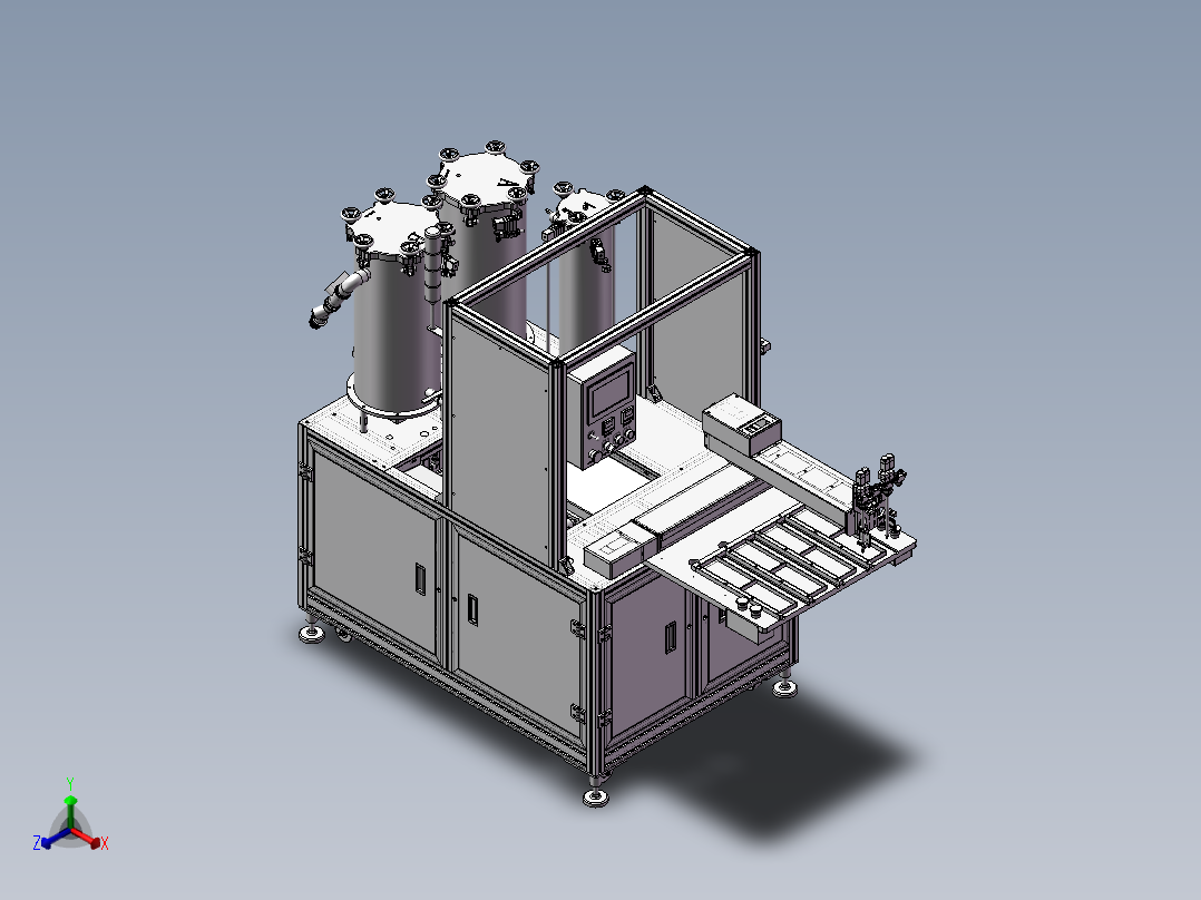 蓄电池封盖点胶机3D图纸 H188 非标自动化设备3D图纸3D模型正等轴测图