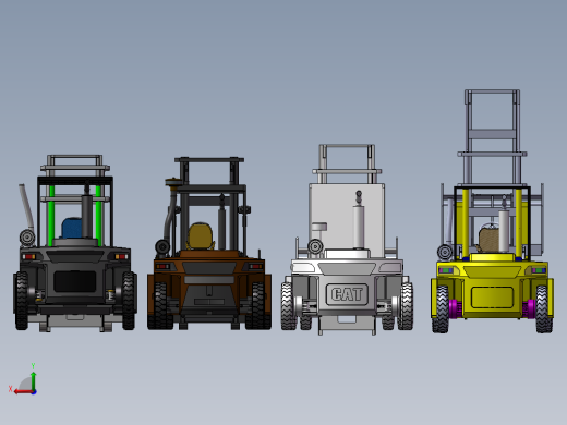6款自动叉车3d图打包液压叉车solidworks三维模型图叉车图纸资料后视缩略图